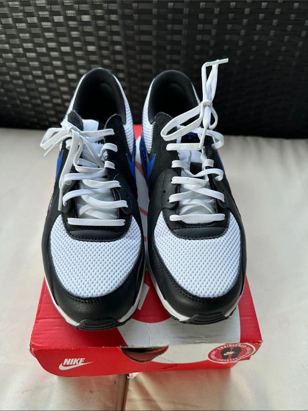 Nike Men’s Black White Blue Low-Top Air Max Sneakers